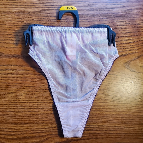 No Boundaries Juniors Floral Embroidered Mesh Thong 2 Pack - Picture 4 of 5